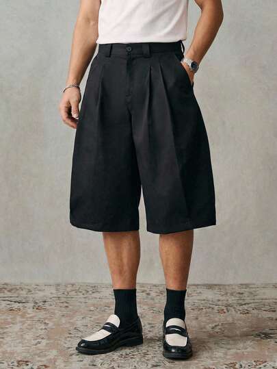 SWAVVY Men's Summer Casual Solid Color Wide Leg Shorts