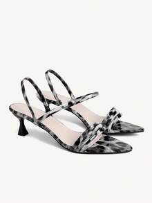 CUCCOO CHICEST Women's Tie-Dye Buckle Design Fashionable Elegant High Heel Sandals - Grey - View 1