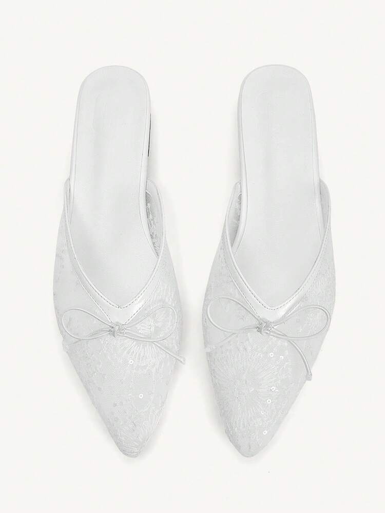 CUCCOO CHICEST New Mesh Bow Chunky Heel Women Pumps Wedding Shoes Summer Shoes Bride Shoes