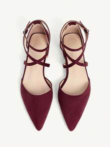 CUCCOO CHICEST 女士尖头搭扣设计时尚高跟鞋，适合日常穿着 - 酒紅色 - 查看 8