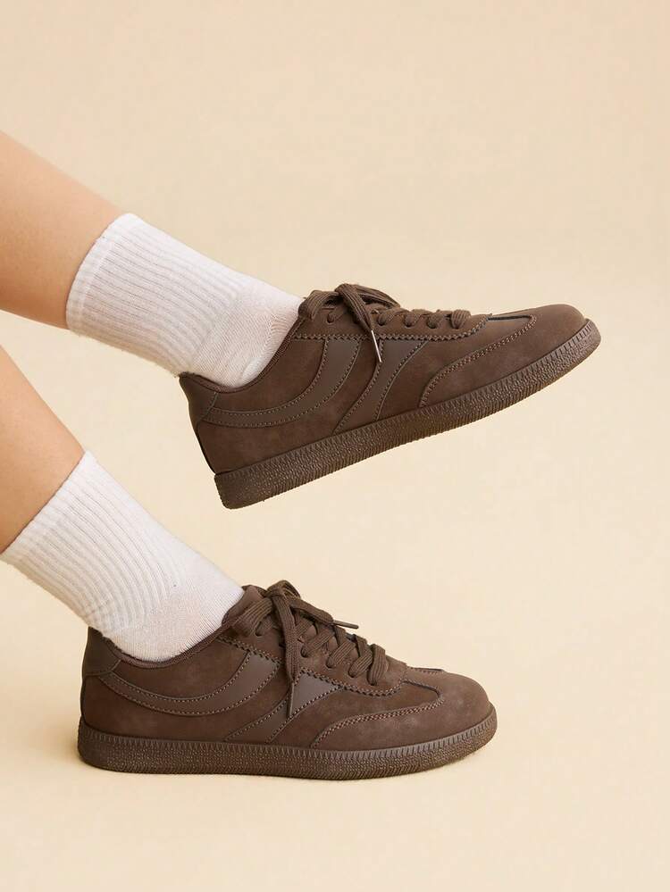 CUCCOO EASI 2026 New Spring Women's Retro Brown Versatile Casual Sports Flat Shoes