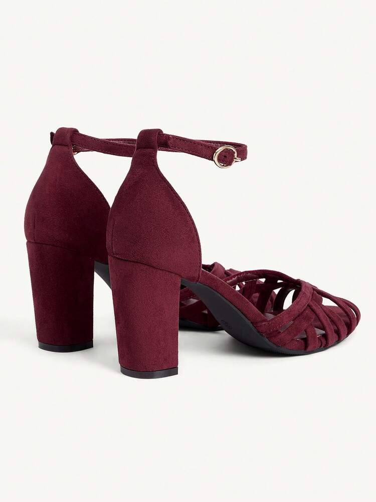 CUCCOO CHICEST Women Shoes Summer And Summer New Hollow Woven Open Toe Round Toe Thick Heel Back Bag With Buckle 8.5cm Women's High Heel Sandals Suede Solid Color Elegant Versatile Daily Dating Women's Shoes Summer Shoes Wedding Shoes Bride Shoes