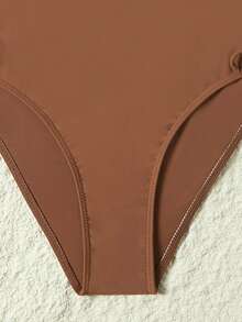 Swim SXY 新款女士挂脖式连体泳衣，金色箔印比基尼，带抽绳 - 棕色 - 查看 3