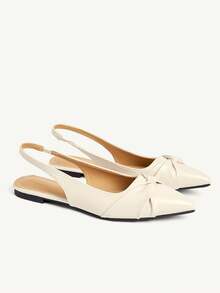 CUCCOO CHICEST Women's Pointed Toe Casual Versatile Flat Shoes Wedding Shoes - Apricot - View 2