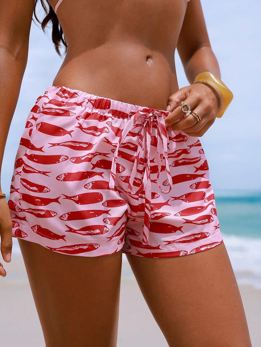 Swim Vcay Quần short nữ họa tiết cá mới, thích hợp cho kỳ nghỉ biển, khu nghỉ dưỡng suối nước nóng, phù hợp mặc ngoài trời, quần short đi biển cho nữ, quần short che chắn khi bơi, quần short in họa tiết, quần short mùa hè cho nữ, đồ bơi, quần short cho nữ, đồ bơi nữ, quần short mùa hè cho nữ, trang phục đi biển cho nữ, bộ quần short cho nữ, quần short đi nghỉ mát, quần short màu hồng cho nữ, quần short in hình cá màu đỏ. - Nhiều màu - Xem 1