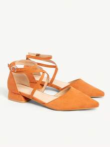 CUCCOO CHICEST 女士尖头搭扣设计日常百搭时尚高跟鞋 - 橘色 - 查看 7