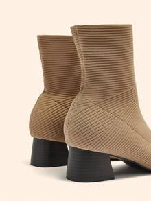 CUCCOO BASICS Women's Fashionable Versatile Pointed Toe Ankle Boots Pumps - Apricot - View 10