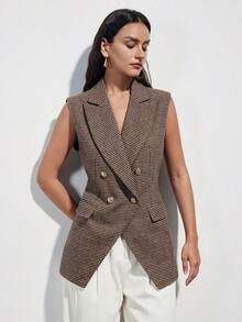 Aveloria Modichic Gilet smanicato in lana scozzese vintage con bottoni dorati, decorazione delicata, adatto per l'uso quotidiano e lo stile scolastico - Multicolore - Visualizzare 6