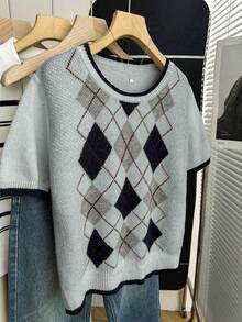 Franclia New Casual Loose Commuter Minimalist Design Women Knit Top, Spring/Autumn - Grey - View 8