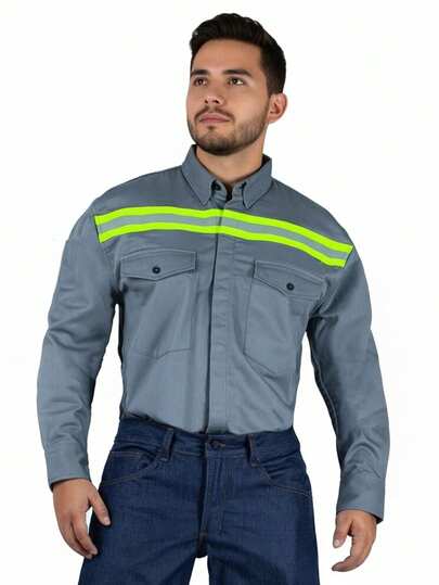 Camisa de Gabardina con Detalles Reflectantes