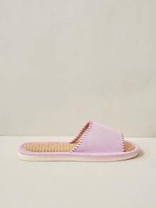 Cuccoo Breathable Linen Slippers Ladies Couple Home Indoor Soft Bottom Four Seasons Home Slippers - Purple - View 2