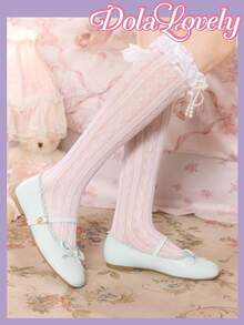 Dola Lovely 女士浅蓝色低帮平底鞋，蕾丝蝴蝶结玛丽珍鞋，温柔甜美，适合日常通勤。 - 淡綠色 - 查看 5