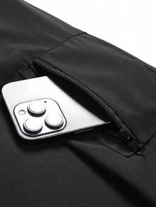 Manfinity Homme Men's Casual Everyday Commute Minimalist Letter Print Zip-Up Hooded Jacket, Suitable For Spring And Autumn - Black - View 6