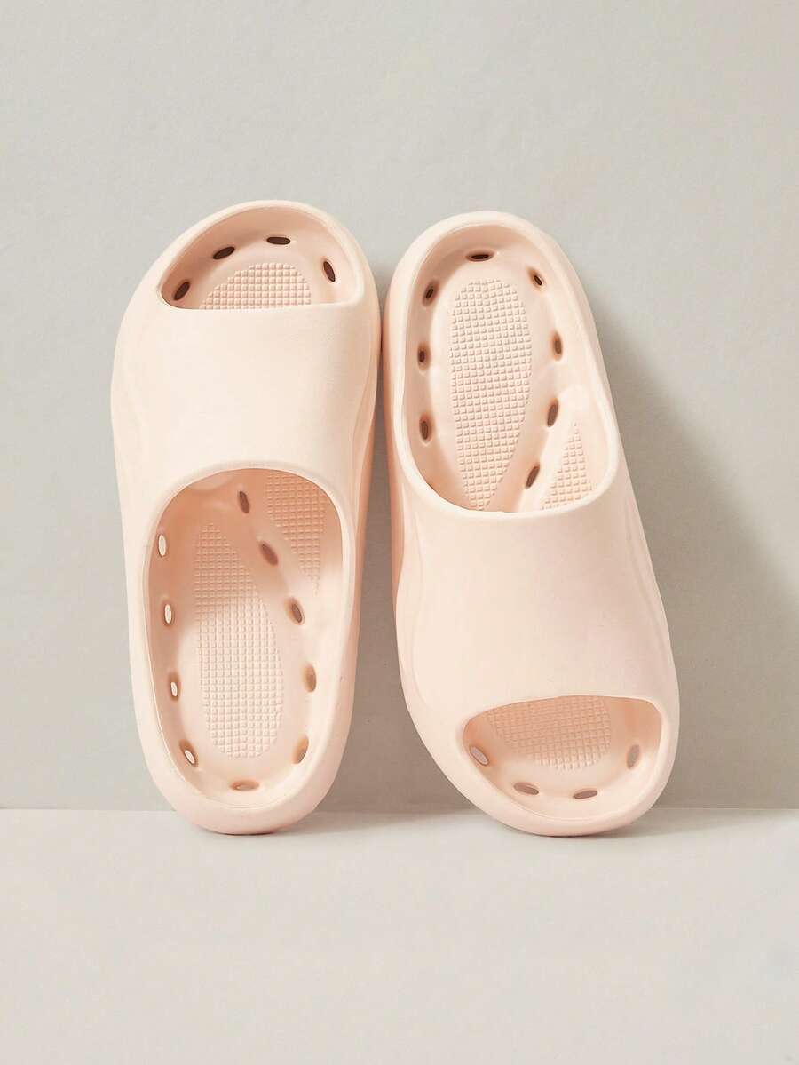 Cuccoo Women Shoes Leaky, Open-Toed, Flat Bottom, Flat Heel, Simple Casual EVA Rubber & Plastic, One-Flip, Home Bathroom Pool Sandals - Pink - View 1