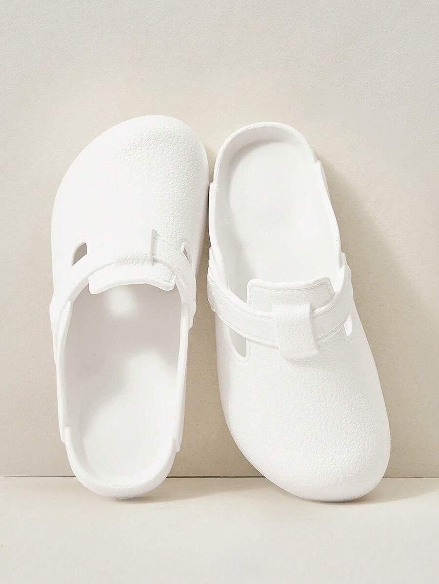 Women Shoes Spring, Summer And Autumn New Models, Buckle Flat Heel, Simple Casual Ins Style EVA Rubber And Plastic Mule Mop, Daily Commuting Home Beach Slippers, Outer Wear Holiday Bathroom Slippers - bright white - View 1