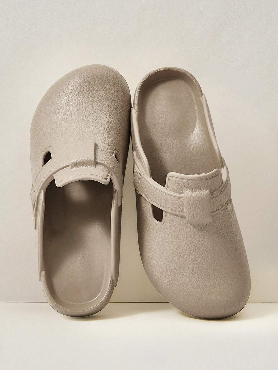 Cuccoo Women Shoes Spring, Summer And Autumn New Models, Buckle Flat Heel, Simple Casual Ins Style EVA Rubber And Plastic Mule Mop, Daily Commuting Home Beach Slippers, Outer Wear Holiday Bathroom Slippers - Brown - View 1