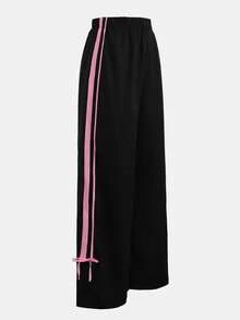 Girlism 少女字母蝴蝶印花短袖T恤和阔腿裤休闲套装 - 黑色 - 查看 7