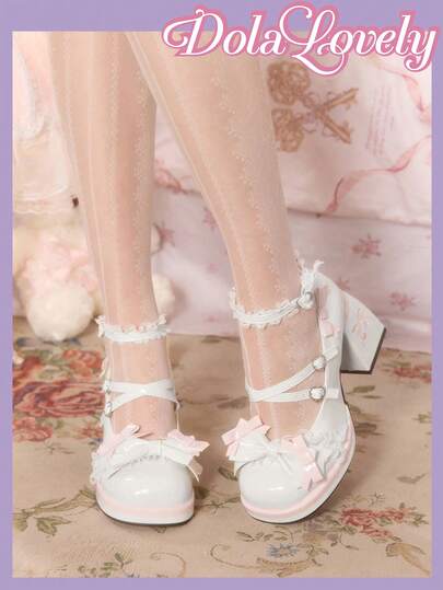 Dola Lovely Women's Cute High Heel Shoes With Criss-Cross Strap & Bow Decor