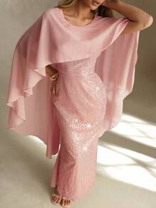 Glamine Đầm dạ hội maxi thanh lịch đính sequin dành cho nữ, đầm dự tiệc bán chính thức, thích hợp cho sinh nhật, đám cưới, lễ tốt nghiệp, dạ hội hoặc các dịp lễ hội. - Bụi hồng - Xem 4