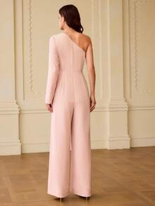 ZEYLAH Women's Casual Everyday Pleated Floral Embroidery Jumpsuit - Dusty Pink - View 3