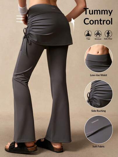 VARSIVA 女士纯色褶裥扭结设计休闲百搭日常运动喇叭裤