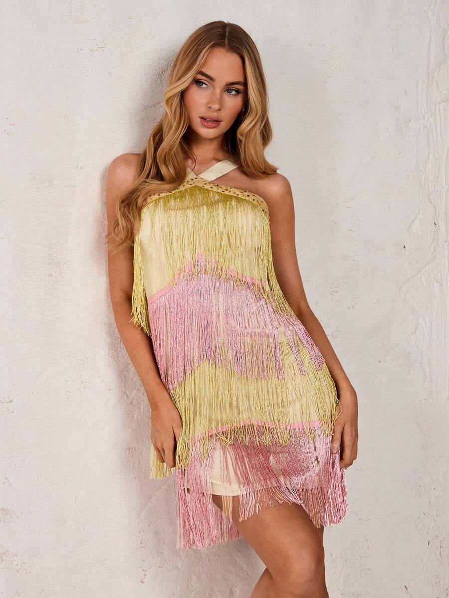 Glamine Women's Fringe & Sequin Embellished Dress - Multicolor - View 1