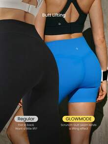GLOWMODE 6" FeatherFit™-Sculpt Ready Set Run Butt-Lifting Tummy Control Active Biker Shorts Medium Impact Running Jogging Training Gym Workout - Blue Power - View 3