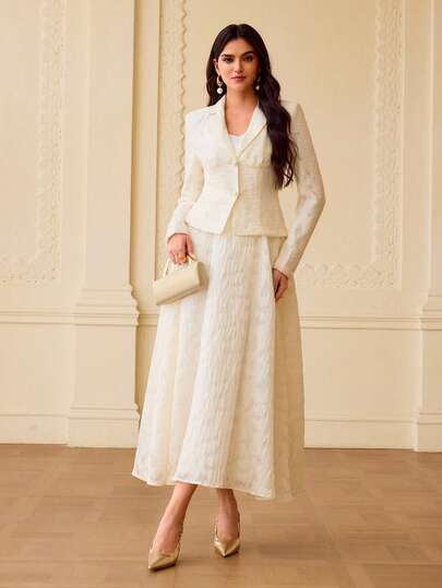 ZEYLAH 女士缺角领单排扣休闲百搭通勤长袖西装外套