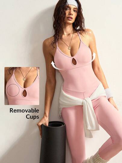 VARSIVA 女士极简主义交叉露背弹力连体裤，夏季