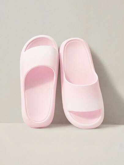 Cuccoo Women's Plastic Slippers, Soft Sole, Pink & White Ombre Color Block, EVA Material, Odor-Resistant, Quick-Drying, Indoor/Outdoor Casual Shoes