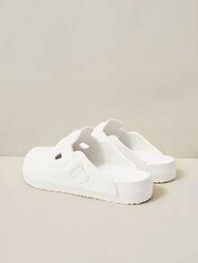 Women Shoes Spring, Summer And Autumn New Models, Buckle Flat Heel, Simple Casual Ins Style EVA Rubber And Plastic Mule Mop, Daily Commuting Home Beach Slippers, Outer Wear Holiday Bathroom Slippers - bright white - View 4