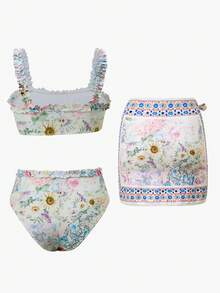 Swim Oasis 3件套女士印花抹胸比基尼套装 - 彩色 - 查看 2