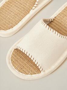 Cuccoo Breathable Linen Slippers Ladies Couple Home Indoor Soft Bottom Four Seasons Home Slippers - Off-white - View 5
