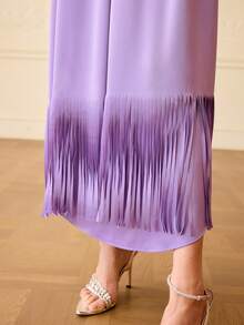 ZEYLAH 女士纯色V领休闲派对及旅行连衣裙 - 紫色 - 查看 2