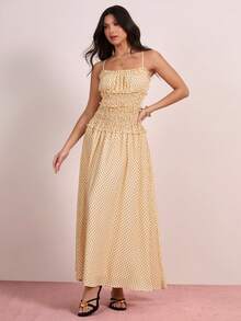 Enchnt 显瘦的黄色波点修身连衣裙 - 黃色 - 查看 5