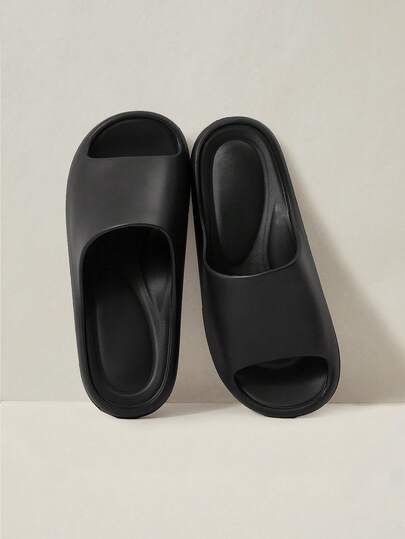 Cuccoo נעלי נשים שחורות, חדשות, קלות ושקטות, יציקה משולבת, פתוחות, תחתית עבה, עקב שטוח, פשוטות, רוח EVA, גרירה מגומי ופלסטיק, נעלי בית יומיומיות, חדר אמבטיה וחוף