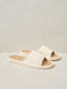 Cuccoo Breathable Linen Slippers Ladies Couple Home Indoor Soft Bottom Four Seasons Home Slippers - Off-white - View 3