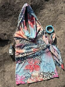 Zestiva Women's Leopard Print Halter Neck One-Piece Dress & Cover-Up, Spring/Summer - Multicolor - View 5