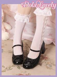 Dola Lovely 女士黑色漆皮玛丽珍鞋，蝴蝶结系带，低鞋面，甜美活力，日常通勤百搭鞋款 - 黑色漆皮 - 查看 1