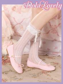 Dola Lovely Giày bệt nữ màu hồng cổ thấp, giày Mary Jane ren nơ, kiểu dáng dịu dàng và ngọt ngào, thích hợp cho việc đi lại hàng ngày. - Hồng - Xem 5