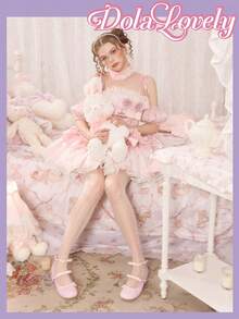 Dola Lovely Ladies Light Pink Round Toe Bow Buckle Mary Jane Ankle Strap Mid-Heeled Shoes, Sweet Vitality, Daily Commuting Versatile High-Heeled Shoes - Pink - View 2