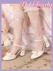 Dola Lovely Giày nữ màu be mũi tròn, khóa nơ, gót dày khoét rỗng, kiểu Lolita ngọt ngào và đa năng. - Màu trắng - Xem 3