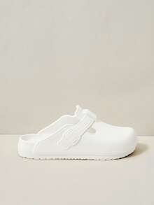 Women Shoes Spring, Summer And Autumn New Models, Buckle Flat Heel, Simple Casual Ins Style EVA Rubber And Plastic Mule Mop, Daily Commuting Home Beach Slippers, Outer Wear Holiday Bathroom Slippers - bright white - View 2