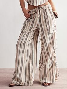 Bohemela 女士休闲条纹宽松梭织裤 - 彩色 - 查看 3