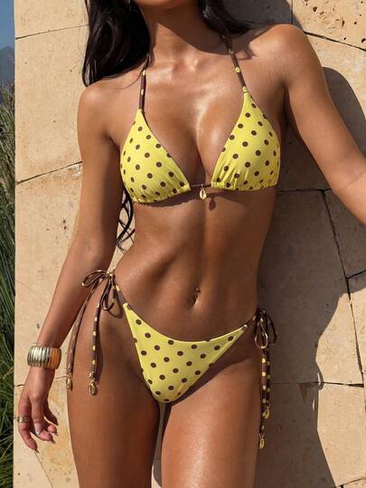 Swim Vcay Springbreak Women's Polka Dot Sexy Halter Bikini Swimwear Set Y2k Bikini Set Summer Bikini Set Bikini Set Polka Dot Bikini Polka Dot Bathing Suit