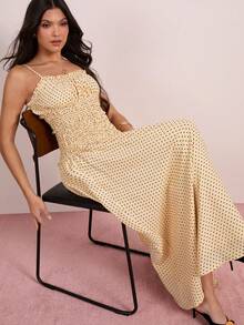 Enchnt 显瘦的黄色波点修身连衣裙 - 黃色 - 查看 1