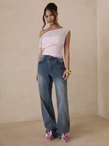 SHEIN Glamour 时尚网眼拼接设计双面无袖T恤，女士百搭夏季款 - 粉色 - 查看 4