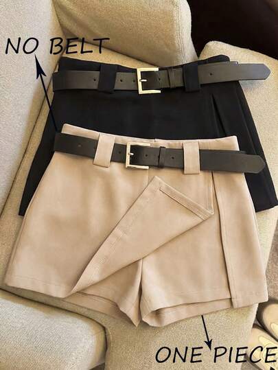 Franclia Stylish And Versatile Shorts Skirt, High-Waisted, Slimming, Anti-Exposure, Khaki Women's Midi Skirt, Perfect For Spring And Summer, Featuring A Slit. Also Suitable For Women's Spring And Summer, This Mini Midi Skirt Is Designed To Prevent Wardrobe Malfunctions. Ideal For Vacations And Beachwear. Women's Shorts, Khaki Women's Shorts.Summer,Spring,Easter,Festival,Party,Beach,Wedding,Graduation,Going Out,Prom,Birthday,Elegant,Vacation,Casual, Luxury,Sports,Formal,Graduation Season Attire, Fashionable Casual Commuter Wear, Business Office Wear, Versatile And Stylish Everyday Casual Wear, Urban Teacher's Professional Attire