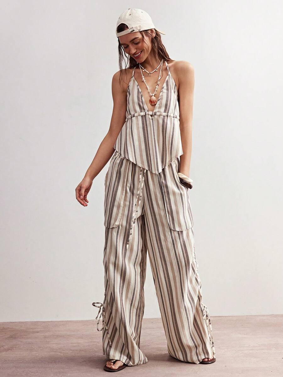 Bohemela 女士休闲条纹宽松梭织裤 - 彩色 - 查看 1