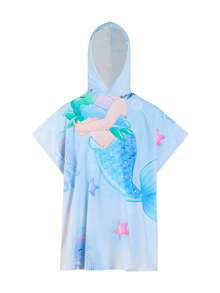 Young Girl' Cartoon Mermaid Cute Underwater World Beach Towel Cover-Up - Multicolor - View 4